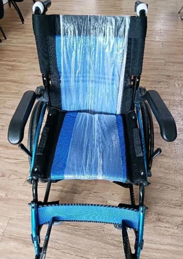 PROMEDICTECH Portable Big Wheel Traveling Wheelchair WC-108 Blue -Wheelchair, Medical Supplies, 轮椅