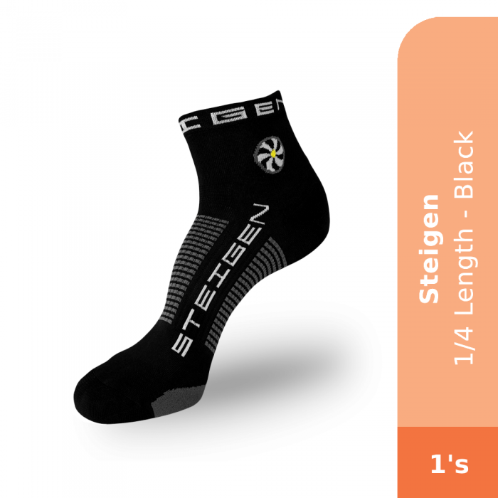 STEIGEN 1/4 Length Socks, Running Socks, Sport Socks as Free Size Stocking (Stoking) (运动袜子) - Black