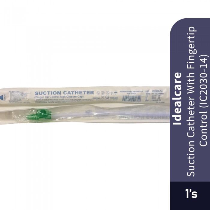 IDEALCARE Suction Catheter With Finger Tip Control 14 FG 1's -Medical Supplies, Suction Catheter, Accessories