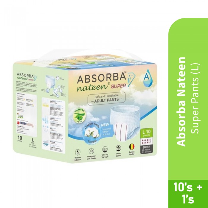 ABSORBA NATEEN Super Pants L 10'S + 1'S - Pants, Diapers Pants, 成人尿片