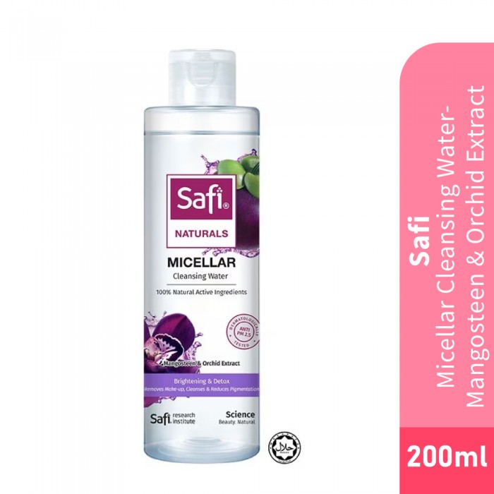 SAFI Micellar Water 200ml With Mangosteen And Orchid Extract- Cleansing Water, Brightening,Deep Cleansing