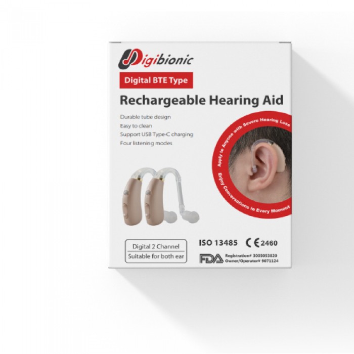 DIGIBIONIC Rechargeable Hearing Aid, Ear Machine, Ear Aid, Bantuan Pendengaran (BTE) UP-6EKA