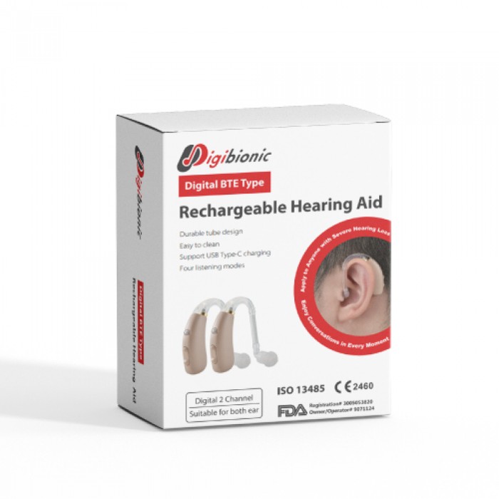 DIGIBIONIC Rechargeable Hearing Aid, Ear Machine, Ear Aid, Bantuan Pendengaran (BTE) UP-6EKA