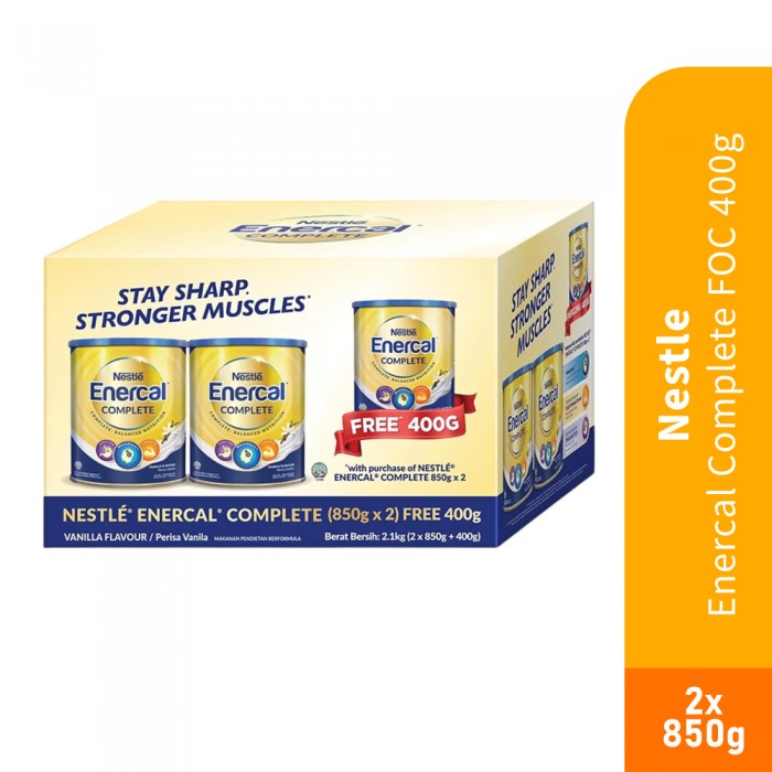 NESTLE Enercal Complete 850g x2 Foc 400g- Whey Protein, Vanilla, Vitamin C