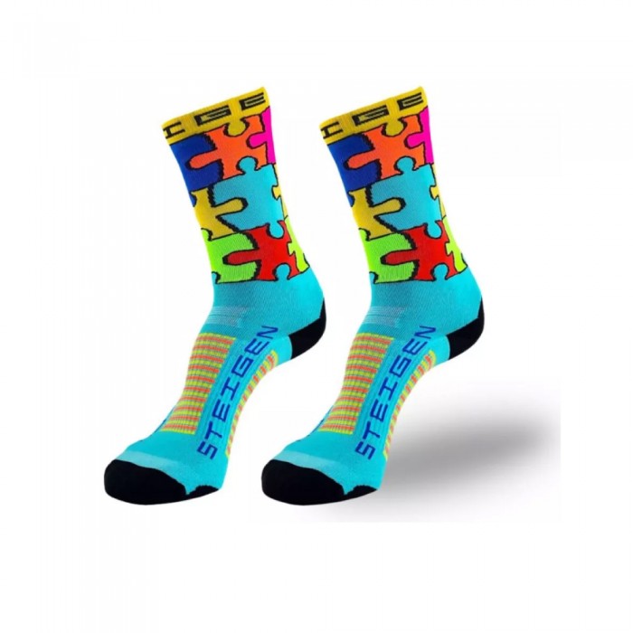 STEIGEN Socks 3/4 Length Jigsaw Multicolour - Socks, Running Socks,袜子