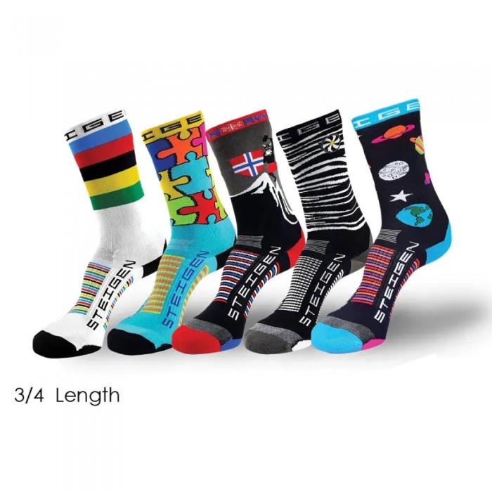 STEIGEN Socks 3/4 Length Jigsaw Multicolour - Socks, Running Socks,袜子