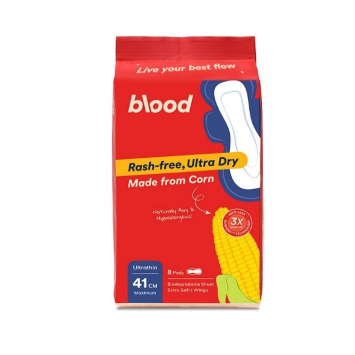 BLOOD Ultra-Thin Corn Pads Maximum With Wings 41cm 8's- Pad, Sanitary Pad, Tuala Wanita