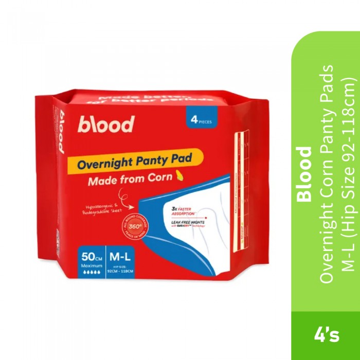 BLOOD OVERNIGHT CORN PANTY PADS M-L SIZE 4'S (HIP SIZE 92-118CM)