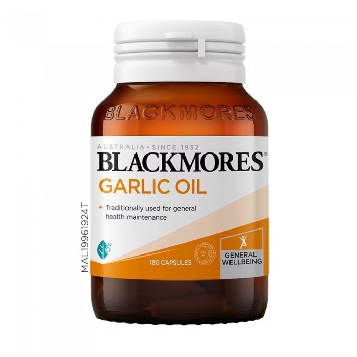 BLACKMORES Garlic Oil 180's- Gluten Free, Wheat, Garlic Oil