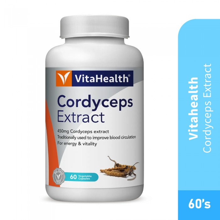 VITAHEALTH Cordyceps Extract 60's -Cordyceps, Blood Circulation, Vitamin A