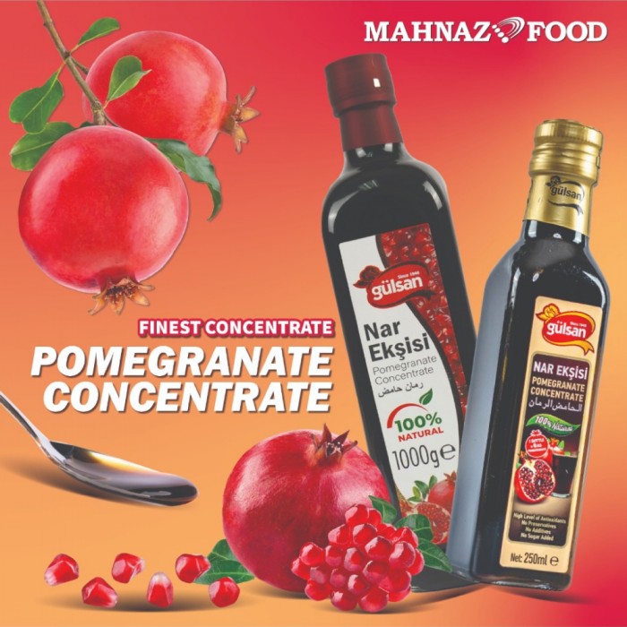 MAHNAZ FOOD Gulsan Pati Delima Pomegranate Concentrate 250ml, Pati Delima Gulsan Original, Jus Delima