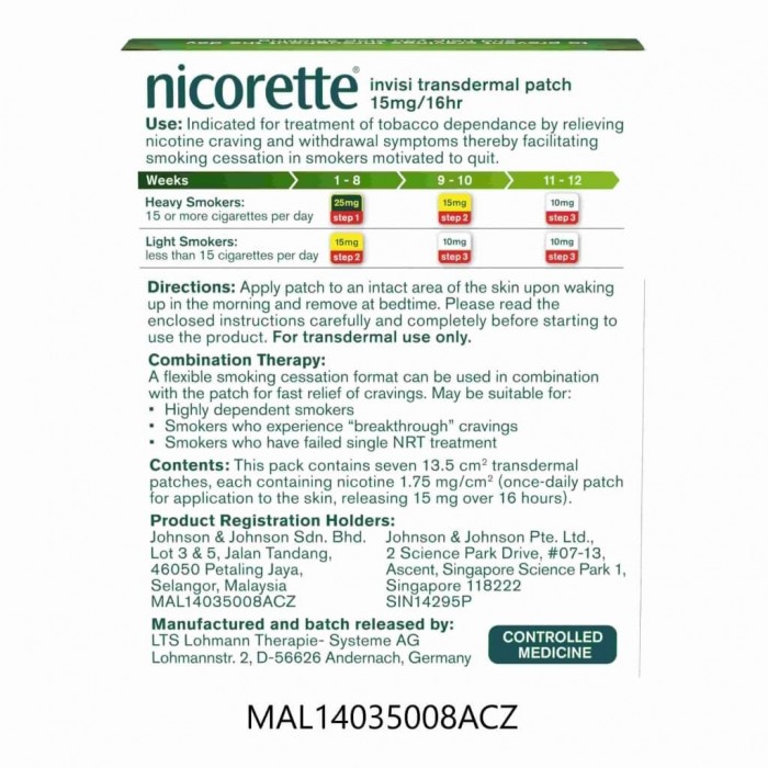 NICORETTE Invisipatch 15mg/16hr 7's