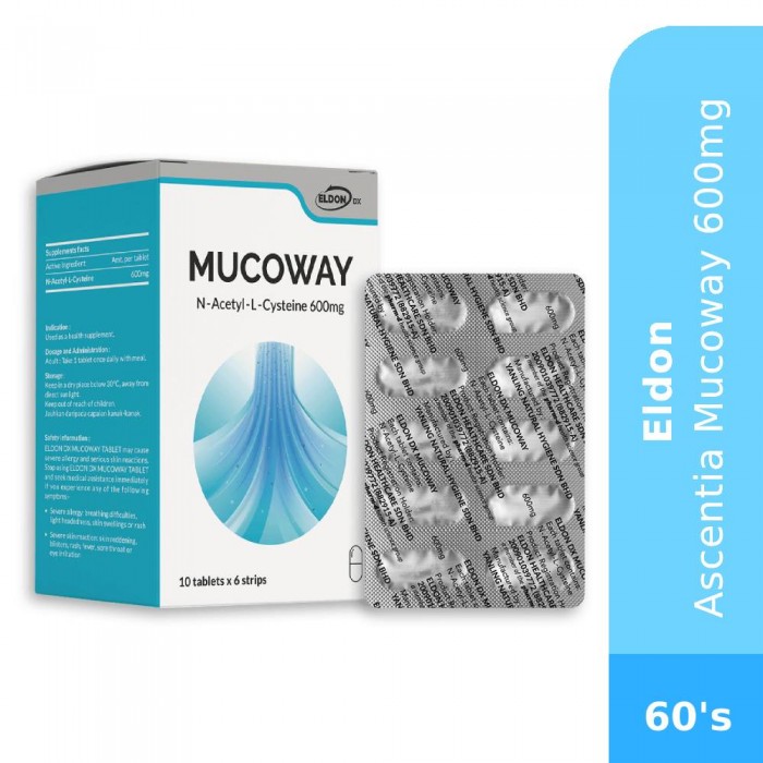 ELDON Ascentia Mucoway 60's- Phlegm Medicine, Lung Support, Sore Throat