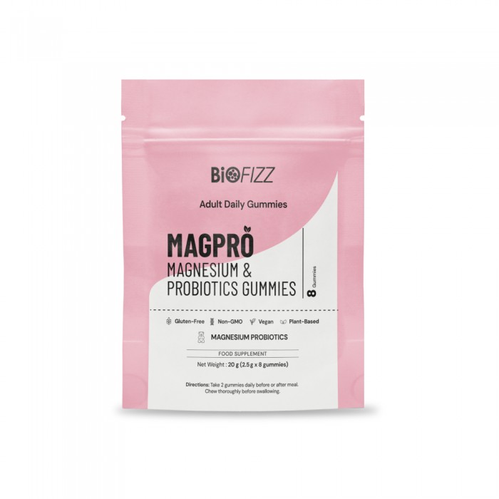 BIOFIZZ Magpro Magnesium & Probiotics Gummies 2.5g x 8's for Gut Health, Sleep, Probiotic Supplement, Gummy