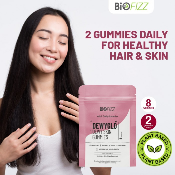 BIOFIZZ Dewyglo Dewy Skin Gummies 2.5g X 8's for Hair, Nail, Skin Supplement with Biotin, 软糖