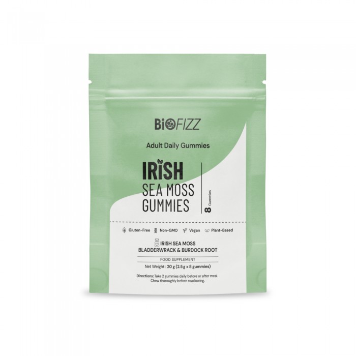 BIOFIZZ Irish Sea Moss Gummies 2.5g X 8's for Detox, Energy Booster with Mineral, Gummy, Gummy Halal, 软糖
