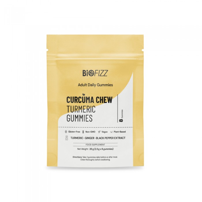 BIOFIZZ Curcurma Chew Turmeric Gummies 2.5g X 8's for Joint, Arthritis, Gummy, Gummy Halal, 软糖