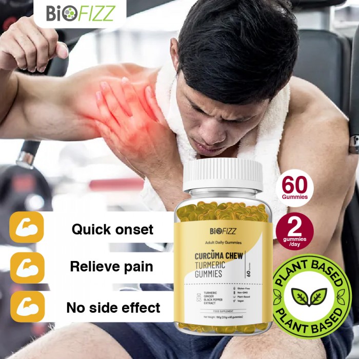 BIOFIZZ Curcurma Chew Turmeric Gummies 2.5g X 8's for Joint, Arthritis, Gummy, Gummy Halal, 软糖