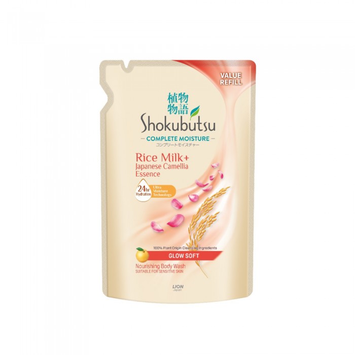 SHOKUBUTSU Body Wash Refill Complete Moisture 750g  - Glow Soft, Sabun Badan, Sabun Mandi Tahan Lama, 沐浴露