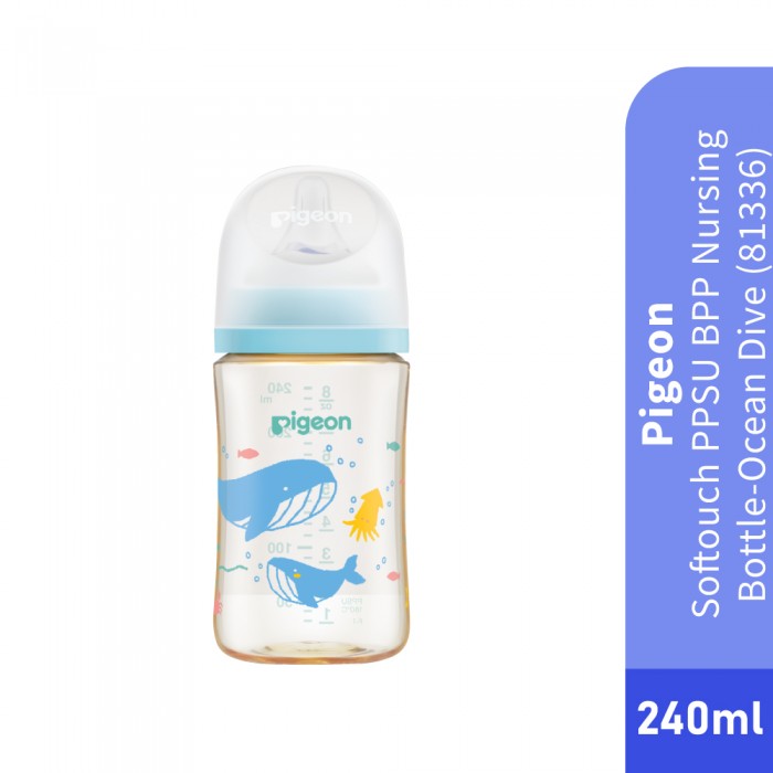 PIGEON Bottle PPSU SofTouch BPP Baby Bottle 240ml- Ocean Dive for Botol Susu Baby, 奶瓶pigeon