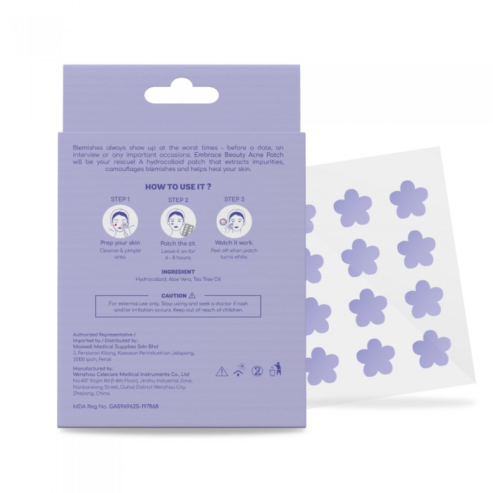 EMBRACE Beauty Acne Patch 12's X 2 - Flower Petals Pimple Patch, Patch Jerawat, Patch Acne, Ance Patch, 痘痘贴