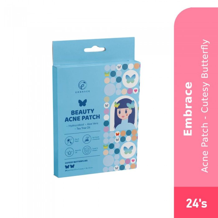 EMBRACE Beauty Acne Patch 12's X 2 - Cutesy Butterflies Pimple Patch, Patch Jerawat, Hydrocolloid Patches, Ance Patch, 痘
