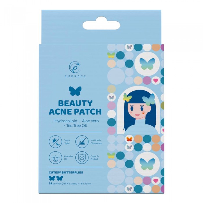 EMBRACE Beauty Acne Patch 12's X 2 - Cutesy Butterflies Pimple Patch, Patch Jerawat, Hydrocolloid Patches, Ance Patch, 痘
