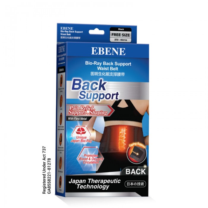 EBENE BIO-RAY BACK SUPPORT BELT (L/XL) - BLACK