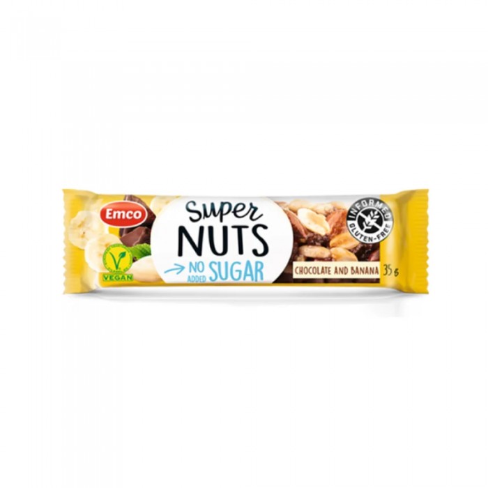EMCO Sugar Free Nut Bar Chocolate & Banana 35g for Energy Bar, Protein Bar, Snacks, Snack Halal, 零食