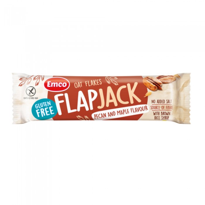 EMCO Flapjack Pecan & Maple Syrup 45g Gluten Free Snack, Sugar Free, Snack Halal, Energy Bar, 零食
