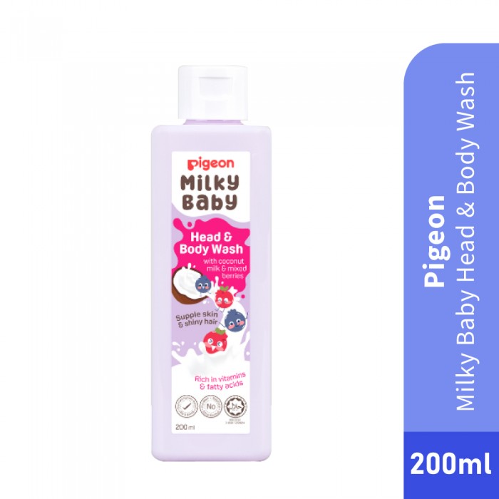 PIGEON Milky Baby Head to Toe Baby Body Wash 200ml Sabun Mandi Baby, Mandian Baby, Sabun Baby