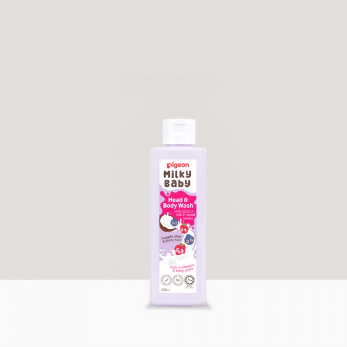 PIGEON Milky Baby Head to Toe Baby Body Wash 200ml Sabun Mandi Baby, Mandian Baby, Sabun Baby