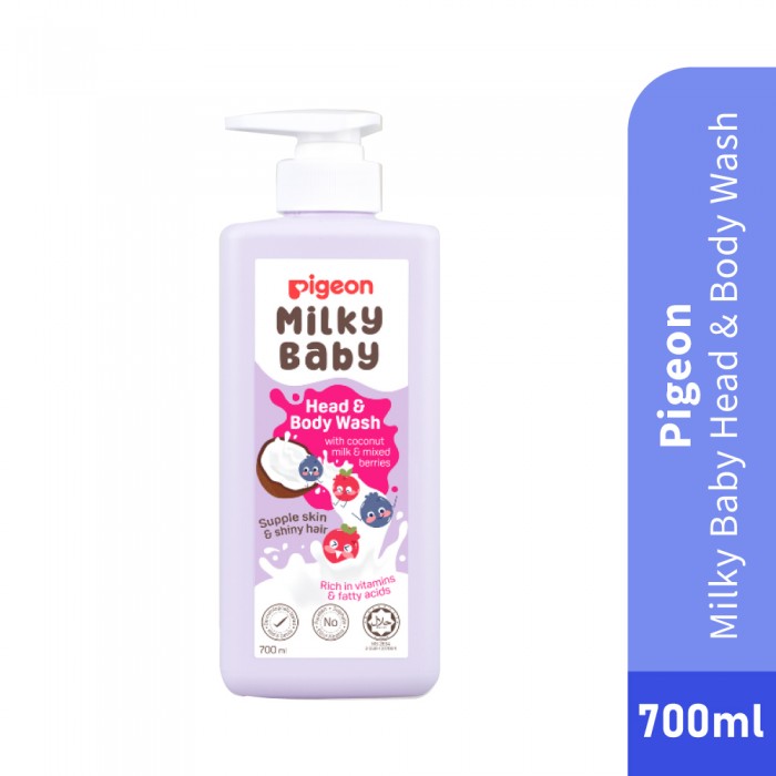 PIGEON Milky Baby Head to Toe Baby Body Wash 500ml Sabun Mandi Baby, Mandian Baby, Sabun Baby