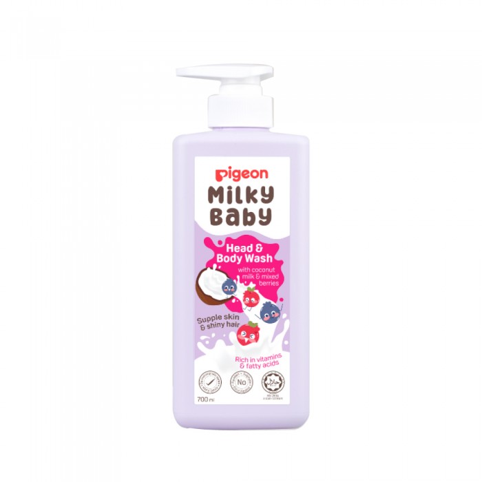 PIGEON Milky Baby Head to Toe Baby Body Wash 500ml Sabun Mandi Baby, Mandian Baby, Sabun Baby