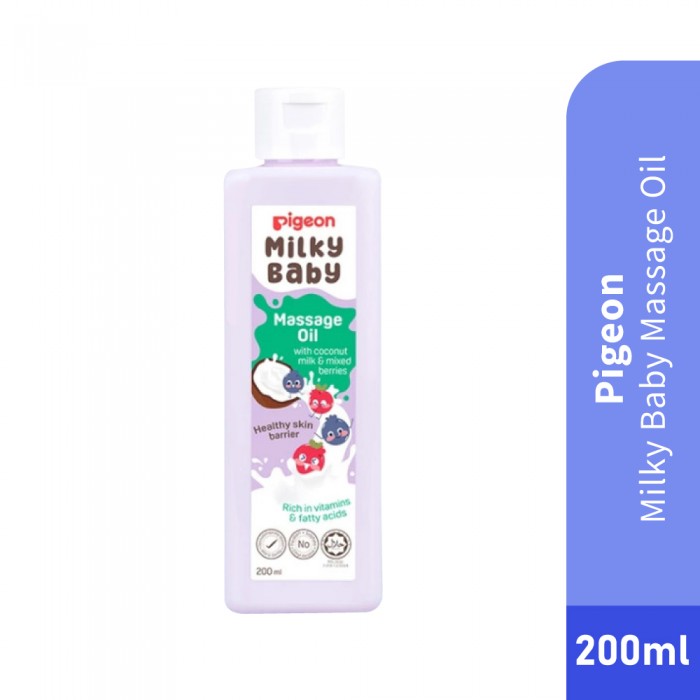 PIGEON Milky Baby Massage Oil 120ml for Baby Oil, Minyak Telon, Minyak Baby, Minyak Telon Baby