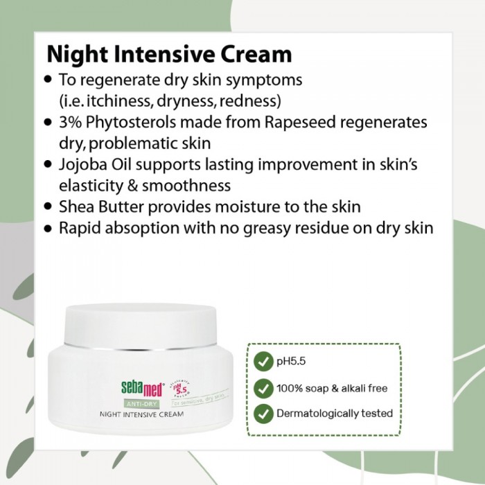 SEBAMED Anti Dry Night Intensive Cream 50ml Moisturizer with Jojoba Oil, Moisturiser, Hydrating Cream