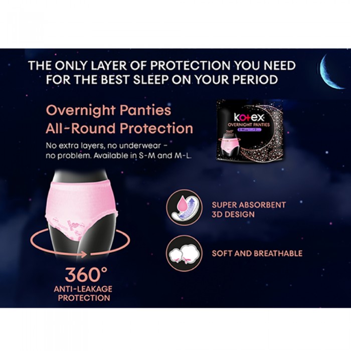 KOTEX Overnight Panties Herbal Size S/M 2's Tuala Wanita, Sanitary Pants, Kotex Pants, Cotton Panties