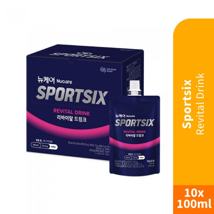 SPORTSIX Revital Drink 100ml X 10's - Red Grape for Recovery Drink with Bcaa, Electrolyte Drink