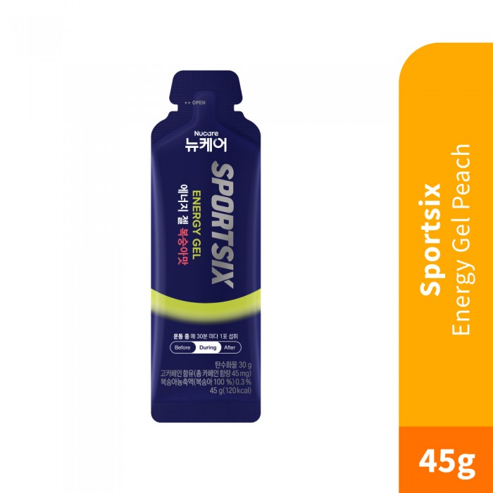 SPORTSIX Energy Gel Peach 45g for Energy Booster, Energy Gel Running, Tambah Tenaga