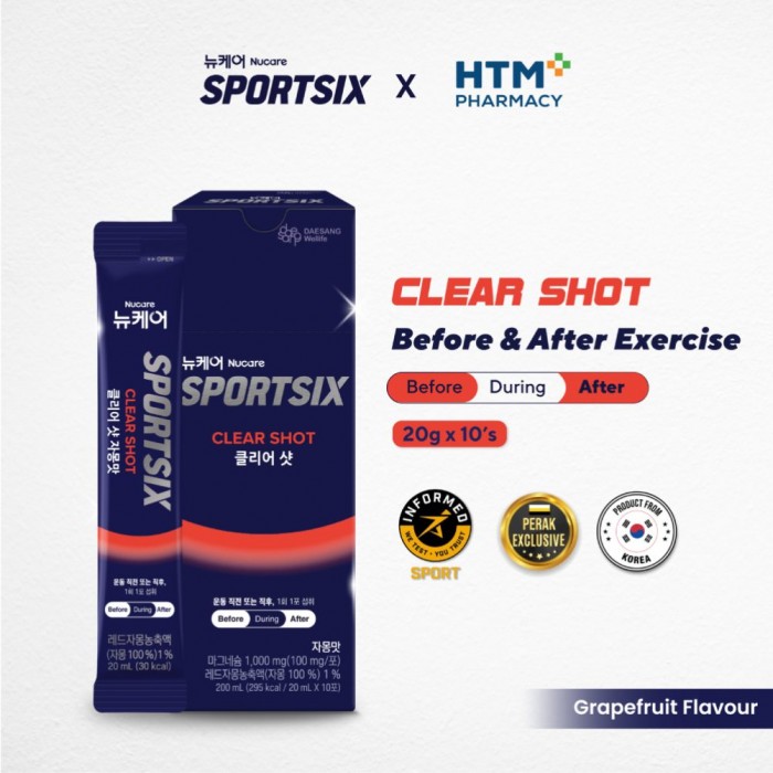 SPORTSIX Clear Shot 20ml X 10's for Energy Gel, Electrolyte Gel with Apple Cider Vinegar