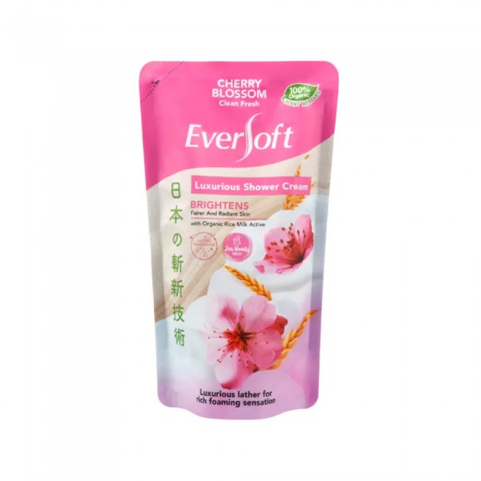 EVERSOFT Shower 550g - Cherry Blossom for Body Wash, Shower Gel, Sabun Badan, Sabun Mandi Tahan Lama