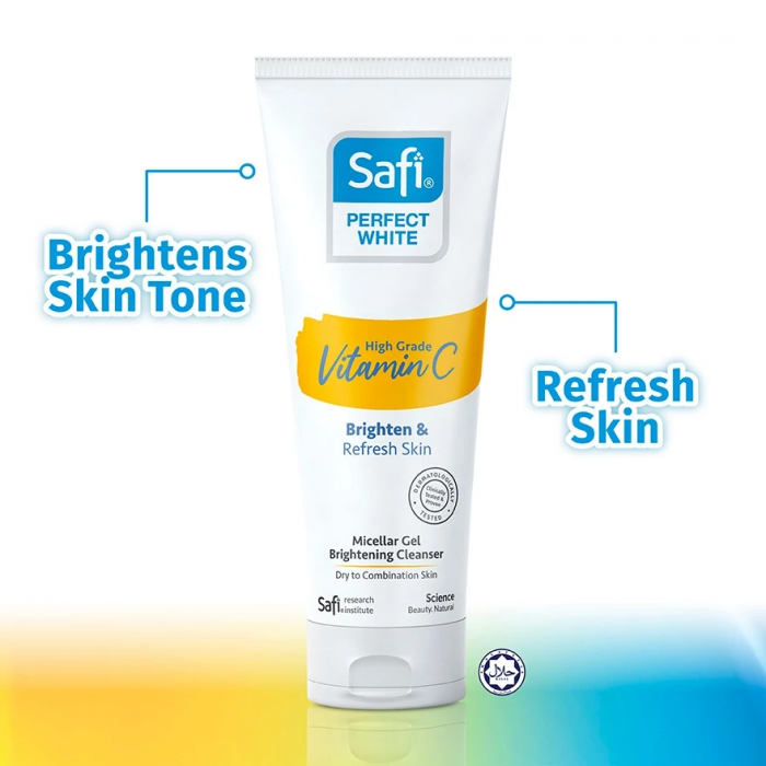 SAFI Perfect White 3x Vitamin C Facial Cleanser 100g - Micellar Cleanser for Face Wash, Pencuci Muka