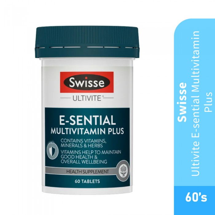 SWISSE Ultivite E-sential Multivitamin Plus 60's for Multivitamins, Swisse Multivitamin, Vitamin