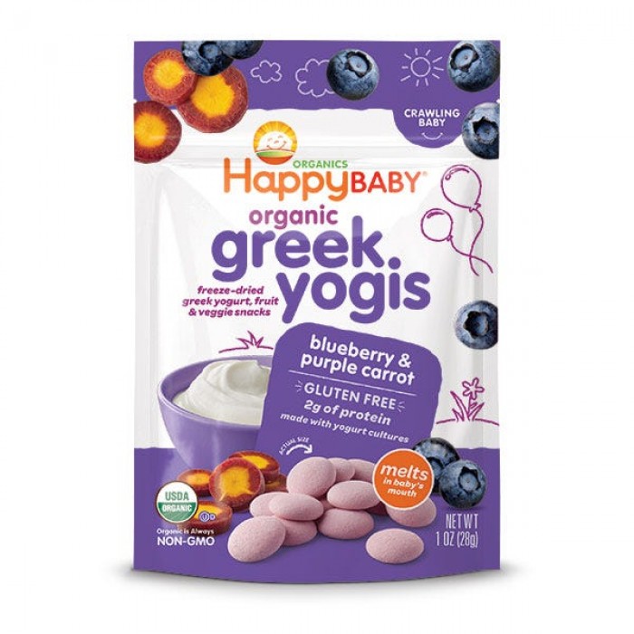 Happybaby Organic Greek Yogis 1Oz - Blueberry Pupple Carrot
