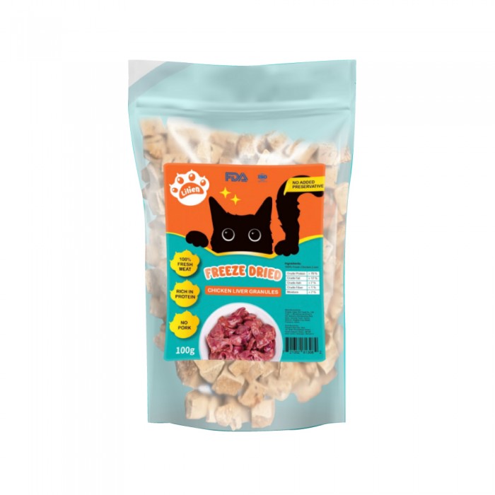 LILIEN Freeze Dried Chicken (Liver/Breast/Diced) - 100g / 500g for Cat Food, Makanan Kucing, Cat Treat
