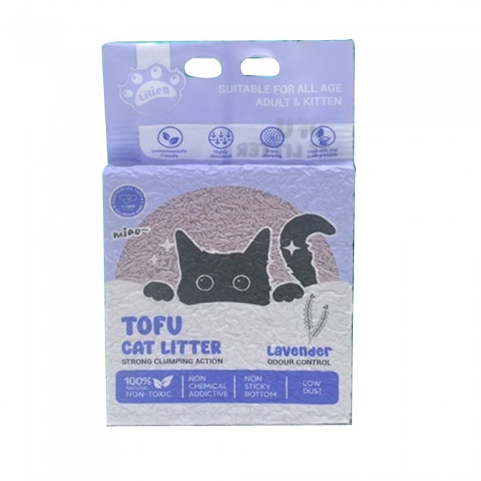 LILIEN Cat Tofu Litter 6L/1.6kg for Pasir Kucing, Cat Litter Tofu, 猫砂 - (Milk/ Lavender/ Charcoal)