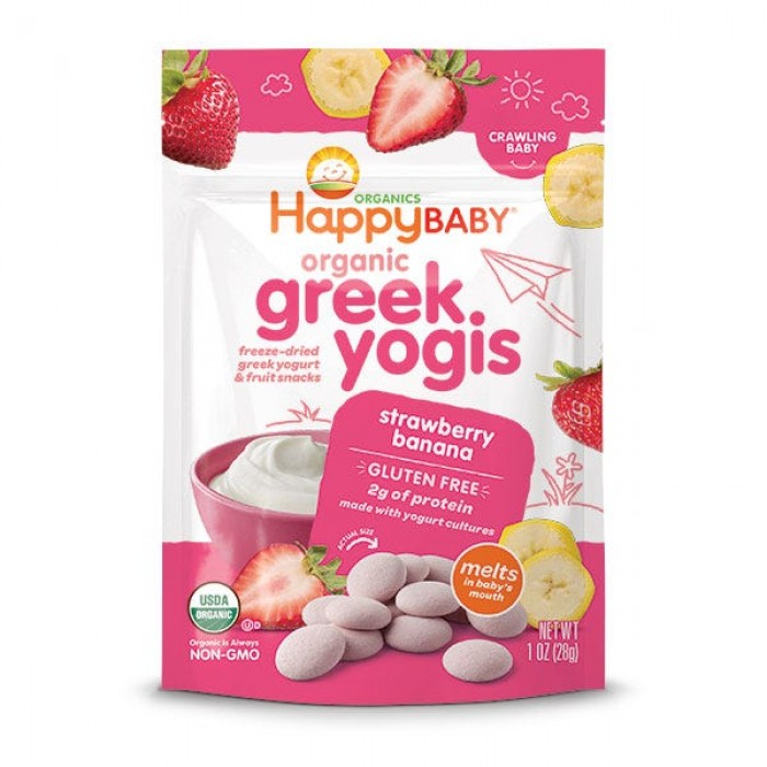 Happybaby Organic Greek Yogis 1Oz - Strawberry Banana