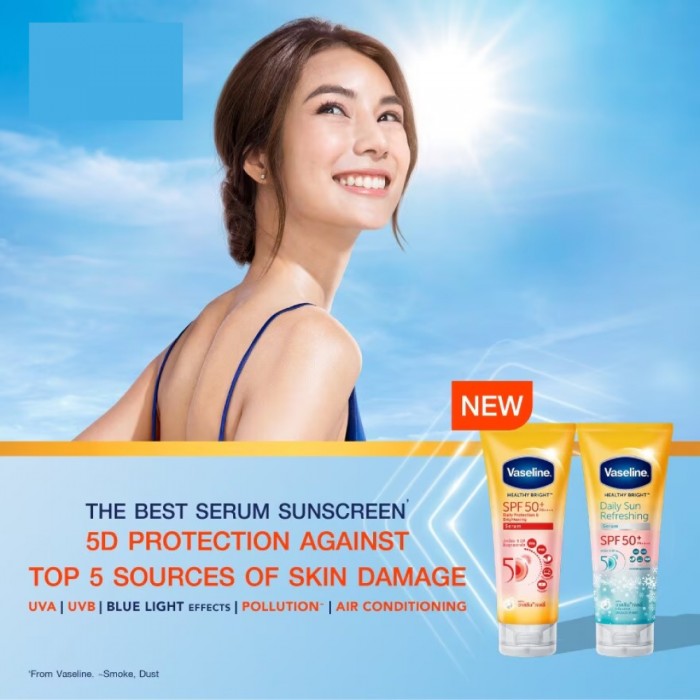 VASELINE Healthy Bright Spf50+ Daily Sun Refreshing Serum Sunscreen 170ml, Vaseline Sunscreen