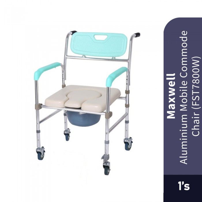 MAXWELL Aluminium Commode Chair with Wheels (FST7800W) Kerusi Tandas Duduk, Tandas Duduk Mudah Alih