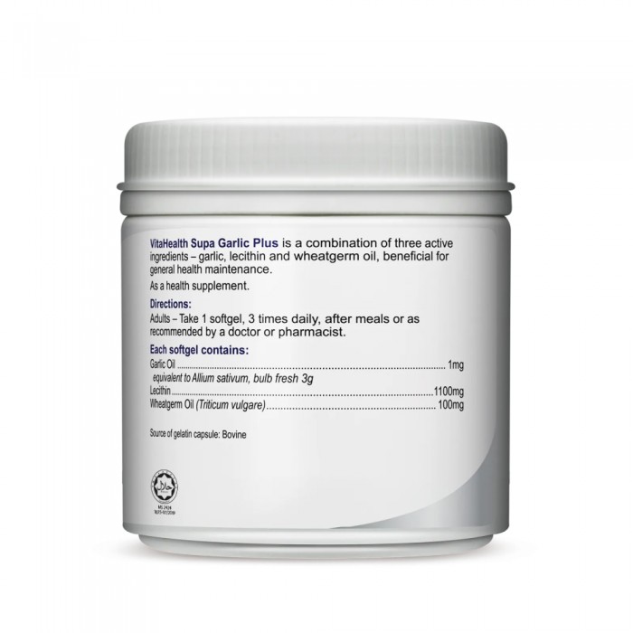 VITAHEALTH Supa Garlic Plus 150's for Cholesterol Supplement, Blood Pressure Supplement